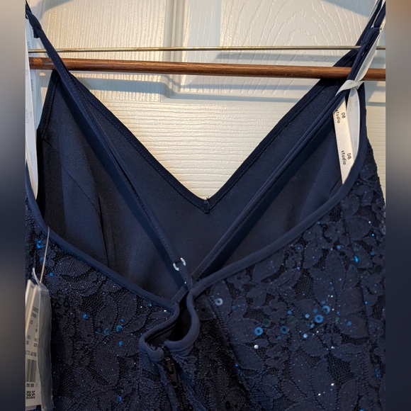 NWT David's Bridal Navy (Marine) Sequin Lace Sheath Dress Size 2/4 $37 - Picture 7 of 8